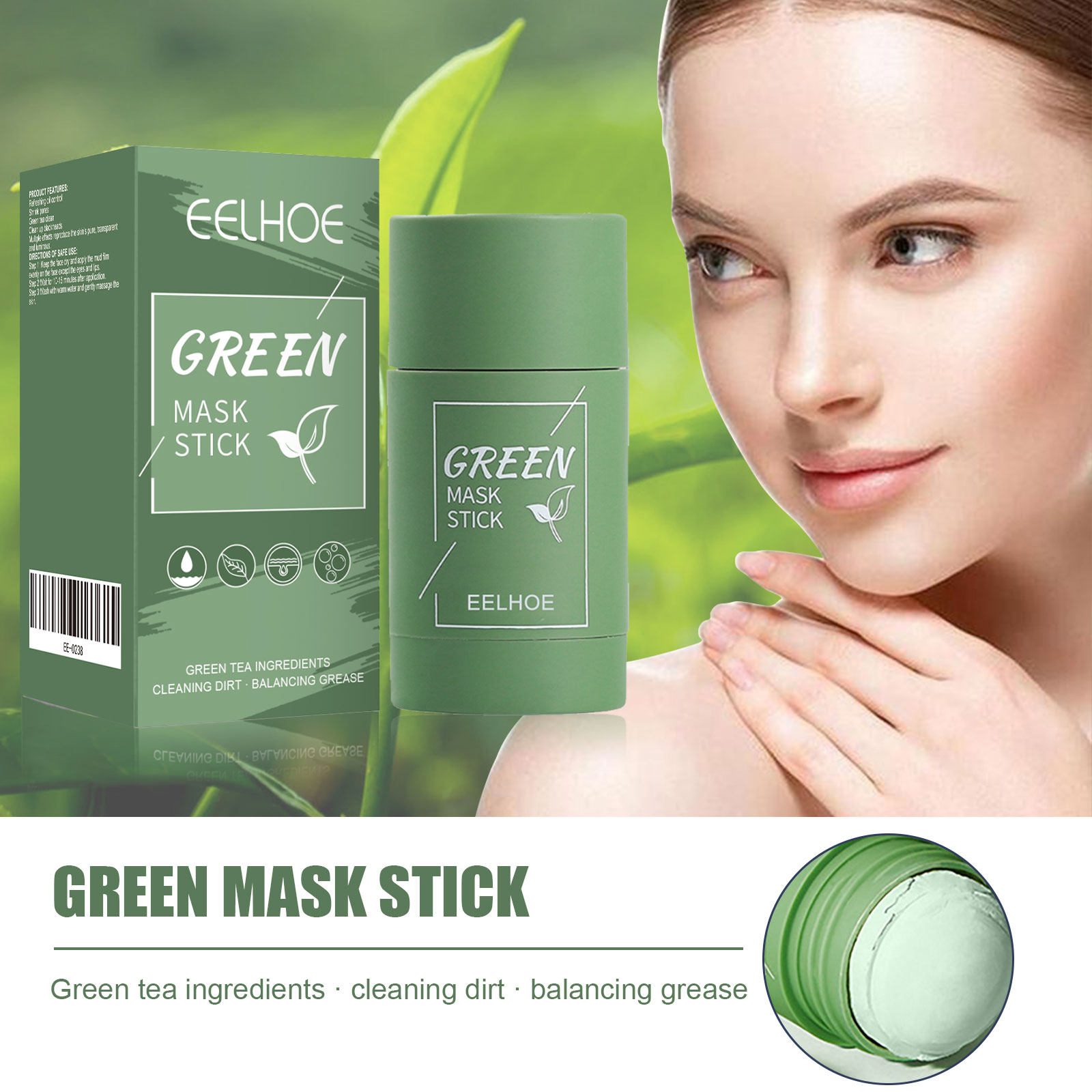 Green Tea Cleansing Clay Mask - Máscara Sólida de Chá Verde -