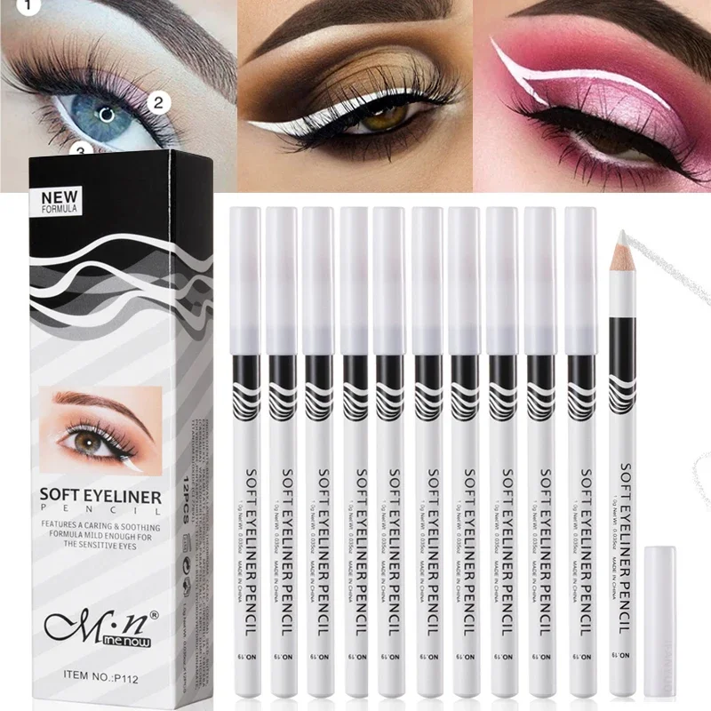Waterproof Liquid Eyeliner Pen - 12pçs delineador branco maquiagem suave fácil