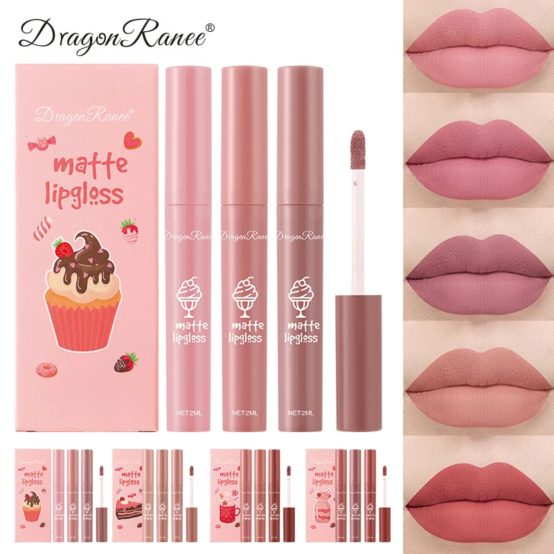 Matte Velvet Lip Tint Long Lasting - Conjunto de 3PCS de Batom Líquido