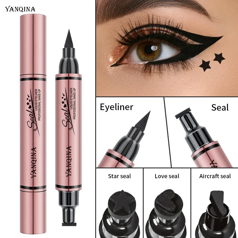 Waterproof Liquid Eyeliner Pen - Caneta Delineadora com Carimbo, Longa Duração,