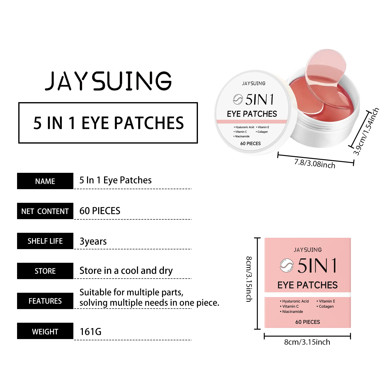 JAYSUING Conjunto de 60 Máscar - Collagen Under Eye Patches avaliação e preço