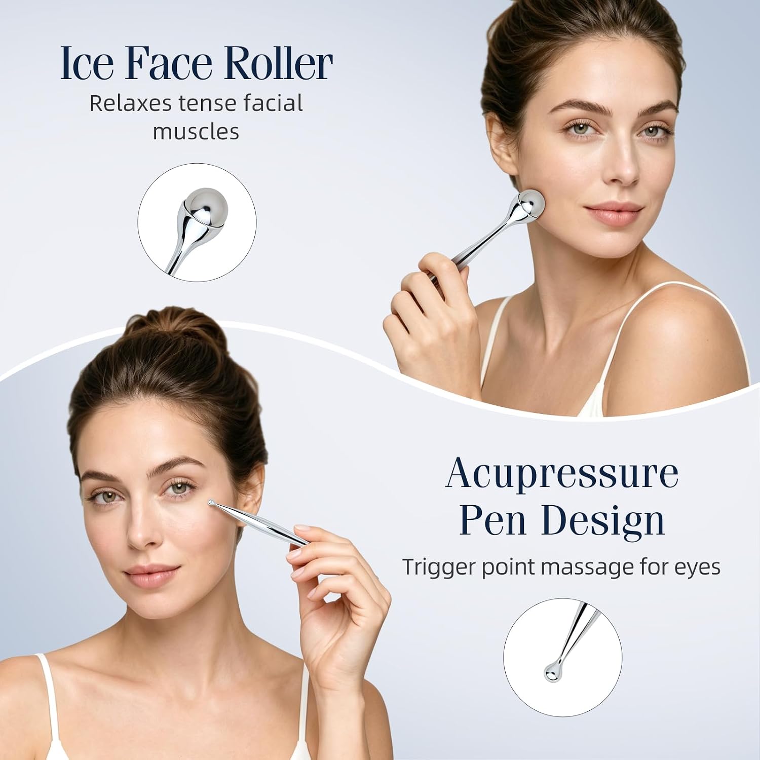 Massageador Facial de Metal, R - Face Ice Roller Puffiness avaliação e preço