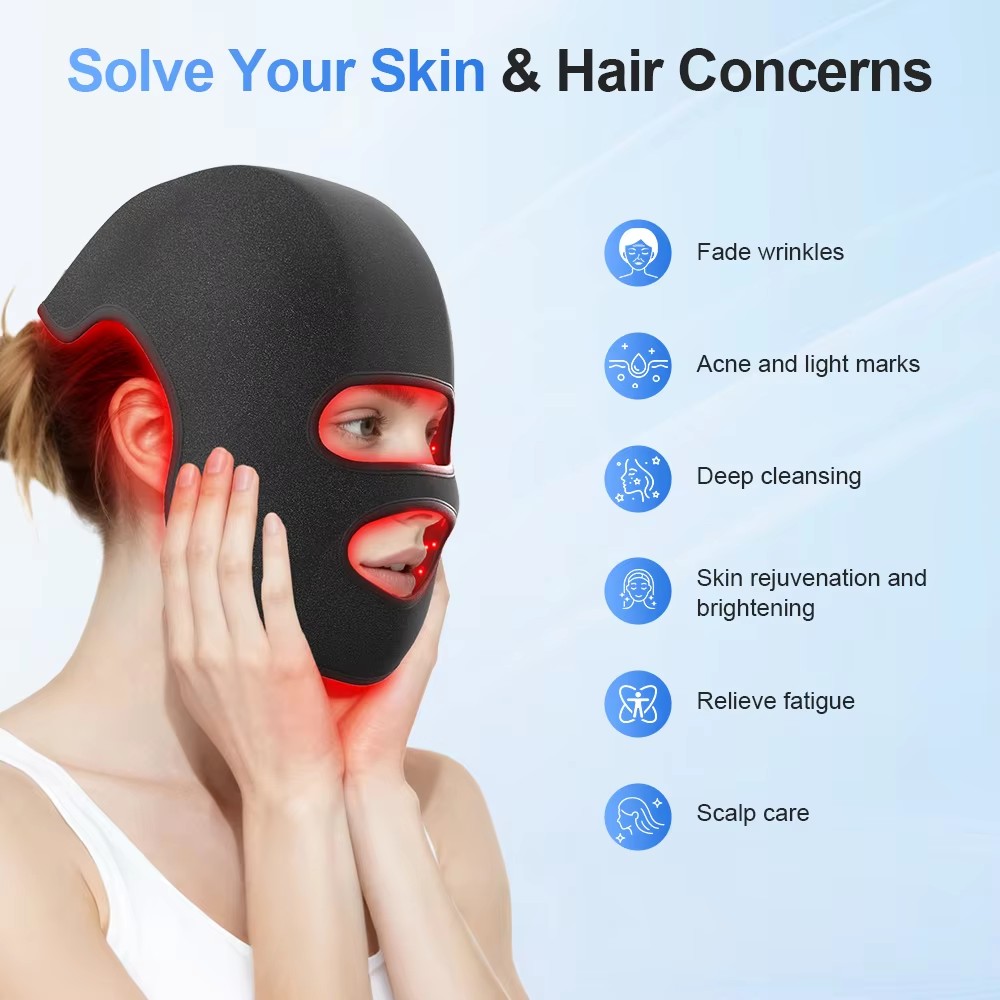 Máscara Facial e Chapéu LED 4  - Led Light Therapy Face Mask avaliação e preço