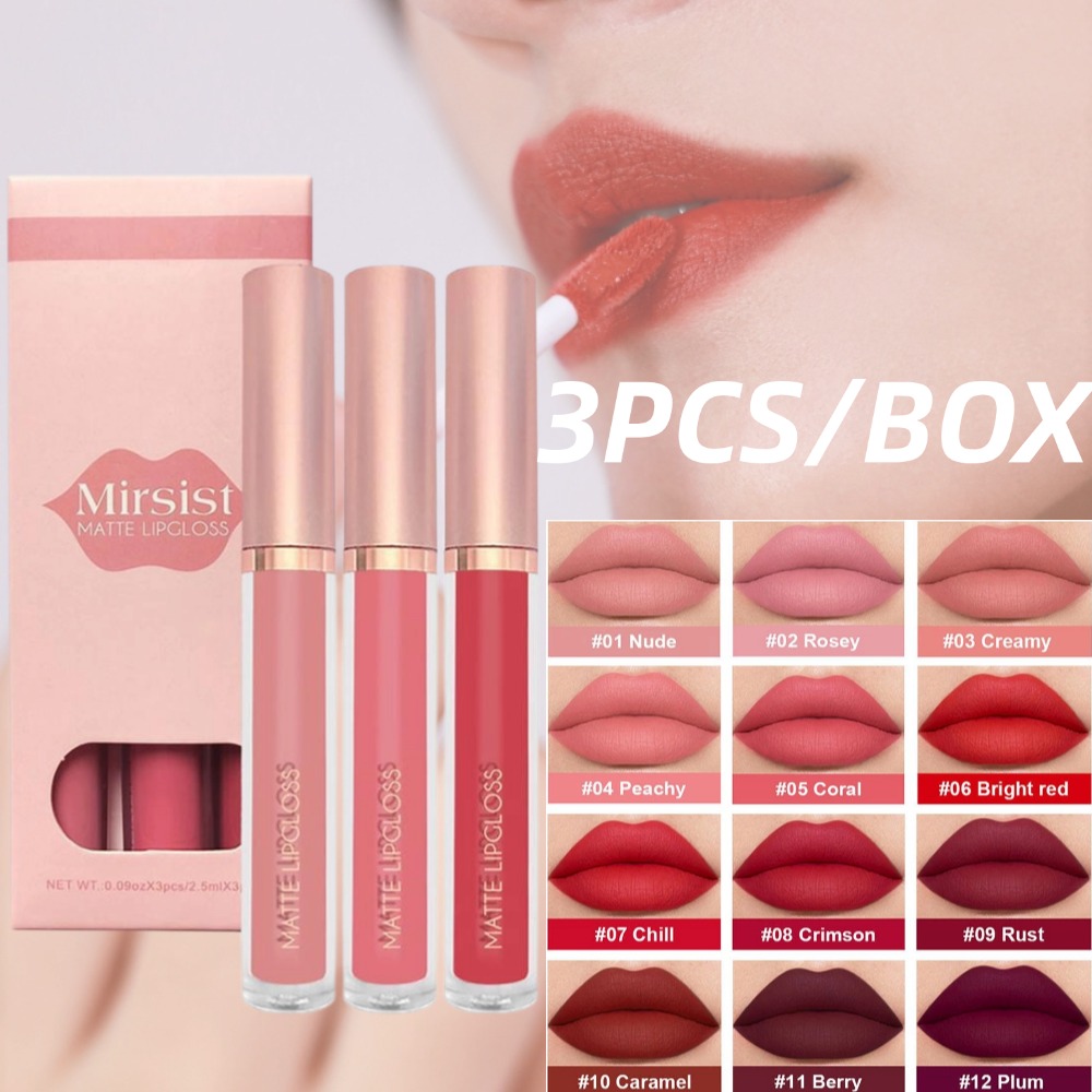 3 pçs/set nude brilho labial f - Matte Velvet Lip Tint Long Lasting avaliação e preço