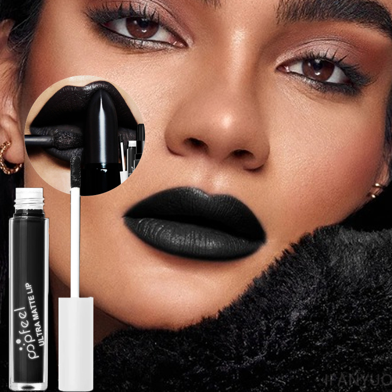 Batom líquido preto fosco punk - Matte Velvet Lip Tint Long Lasting avaliação e preço