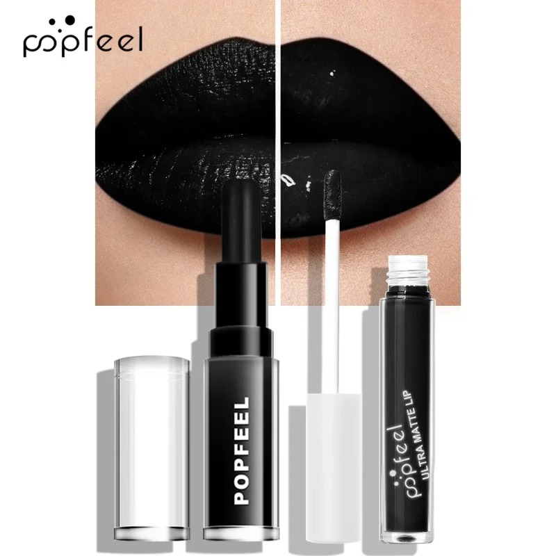 Batom líquido preto fosco punk - Matte Velvet Lip Tint Long Lasting avaliação e preço