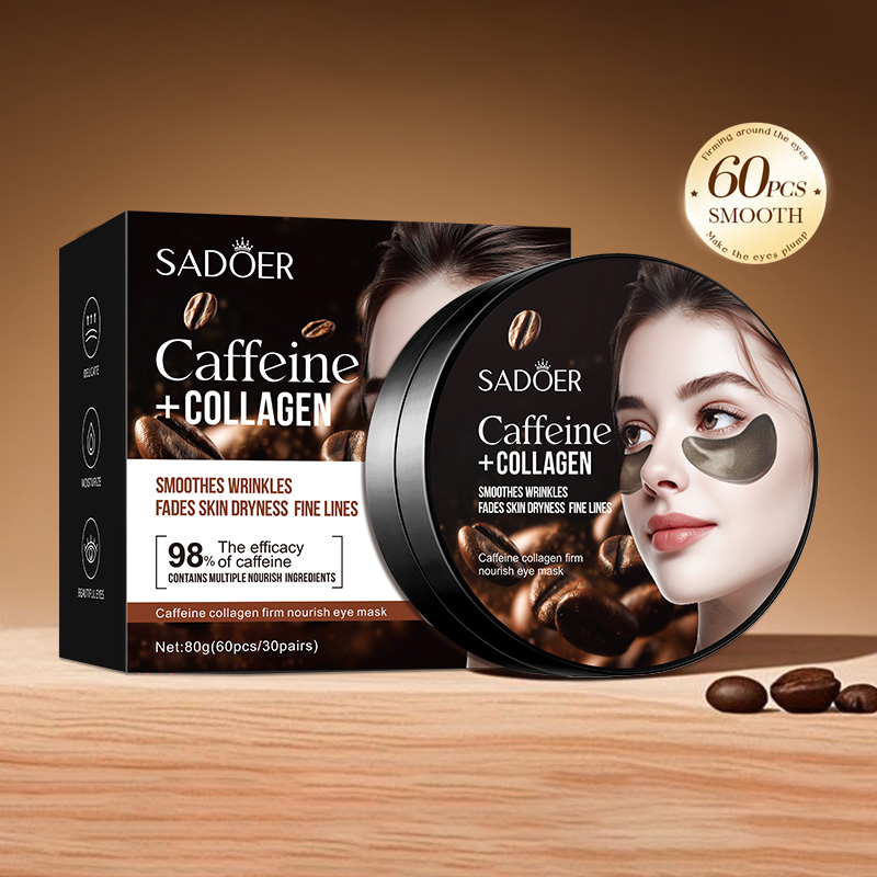 60 pçs sadoer cafeína cristal  - Collagen Under Eye Patches avaliação e preço
