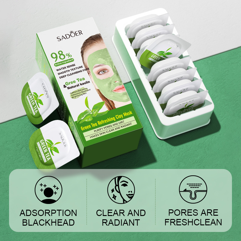 8 pçs chá verde limpeza máscar - Green Tea Cleansing Clay Mask avaliação e preço