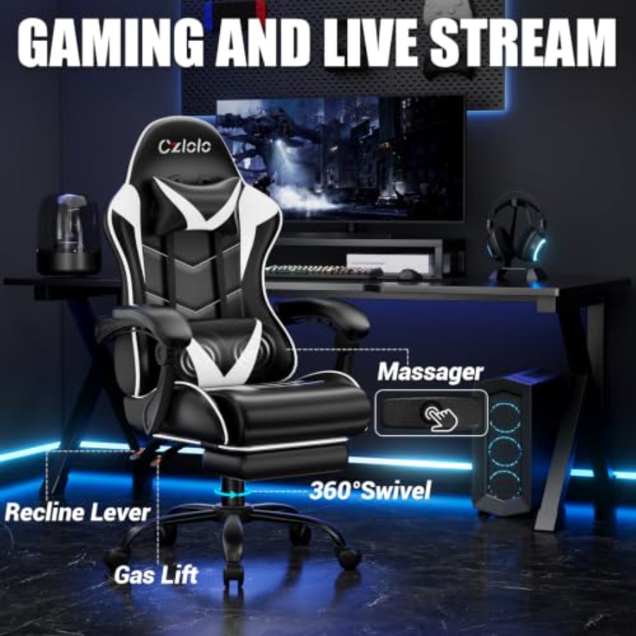Cadeira Gamer com Apoio para o - Massage avaliação e preço