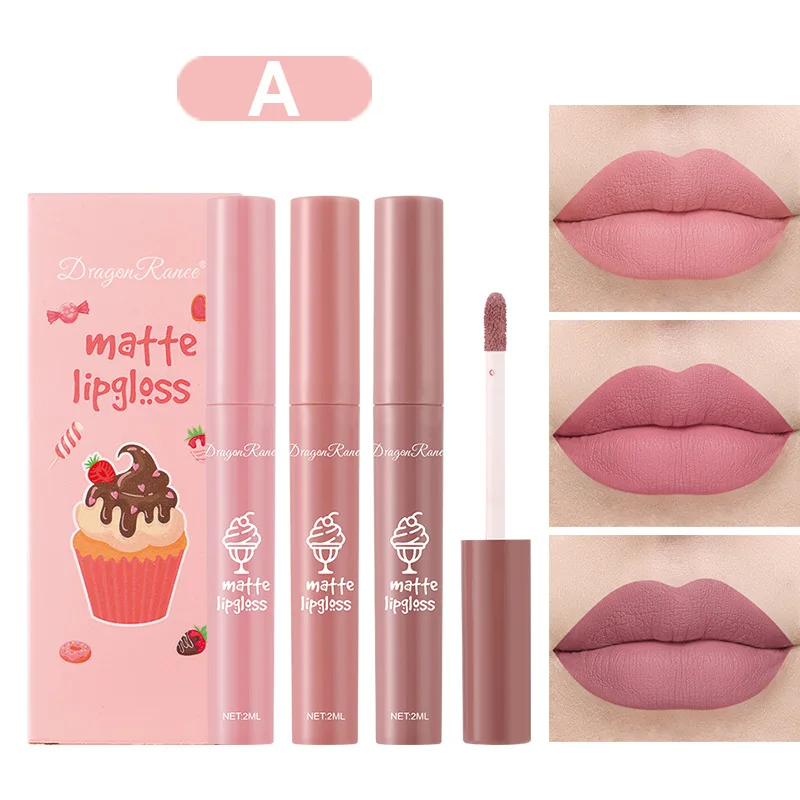 Conjunto de 3PCS de Batom Líqu - Matte Velvet Lip Tint Long Lasting avaliação e preço