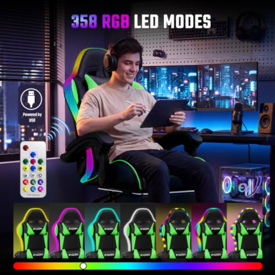 Cadeira gamer RGB com apoio pa - Massage avaliação e preço