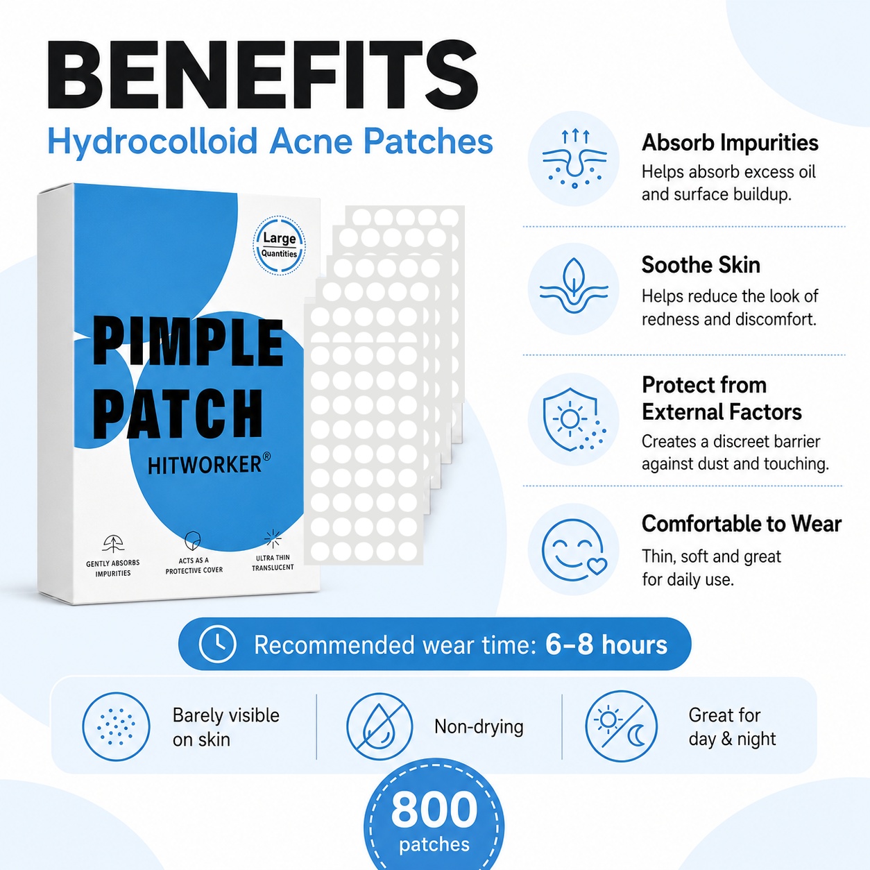 800 Adesivos Hidrocoloides par - Hydrocolloid Pimple Patch avaliação e preço